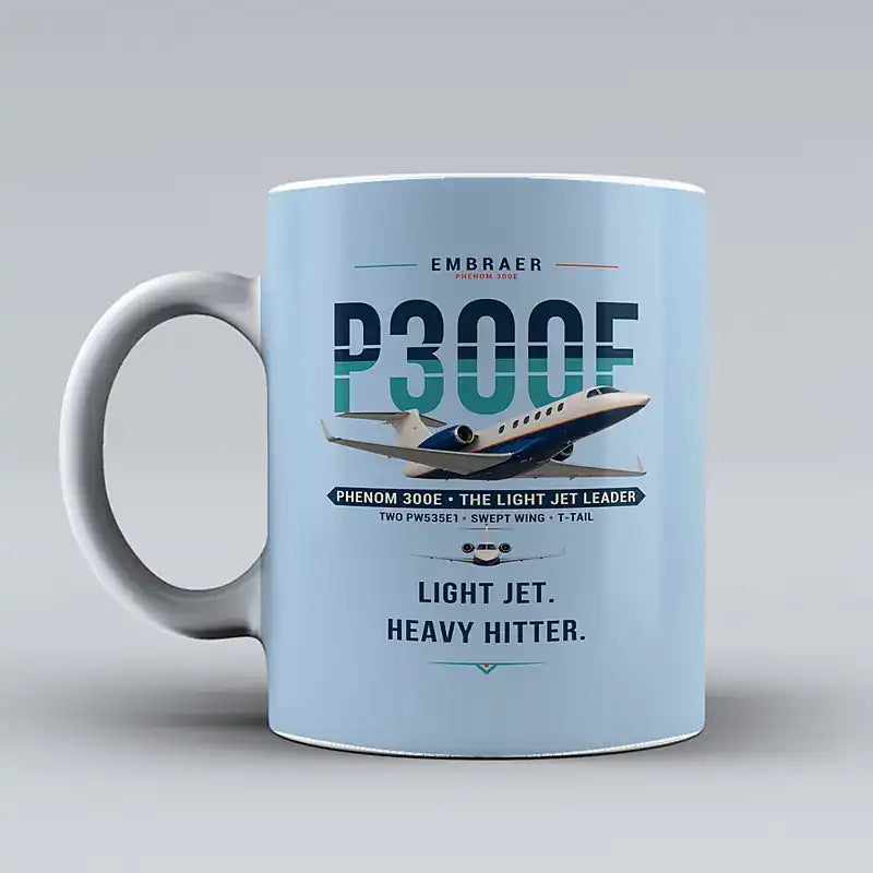 Embraer Phenom 300E - Original - Mug - Light Blue