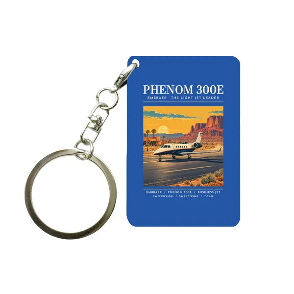 Embraer Phenom 300E - Poster - Key Chain - Blue