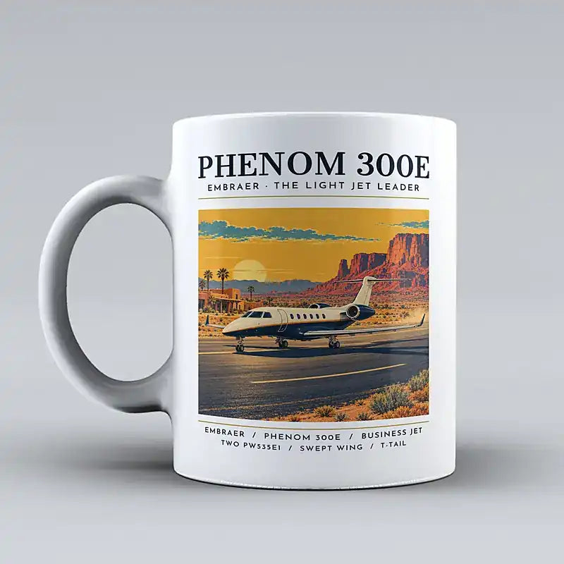 Embraer Phenom 300E - Poster - Mug - White