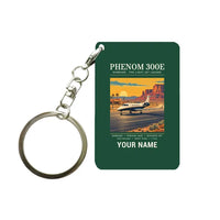 Thumbnail for Embraer Phenom 300E - Poster + Name - Key Chain - Dark Green