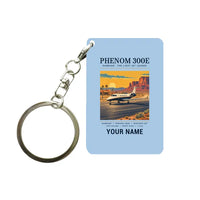 Thumbnail for Embraer Phenom 300E - Poster + Name - Key Chain - Light Blue