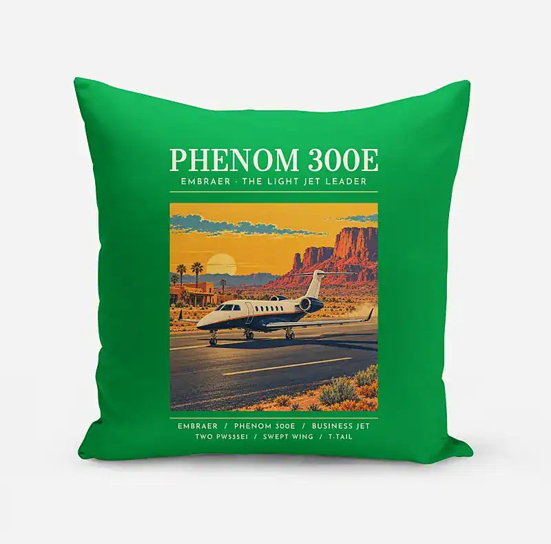 Embraer Phenom 300E - Poster - Pillow - Green