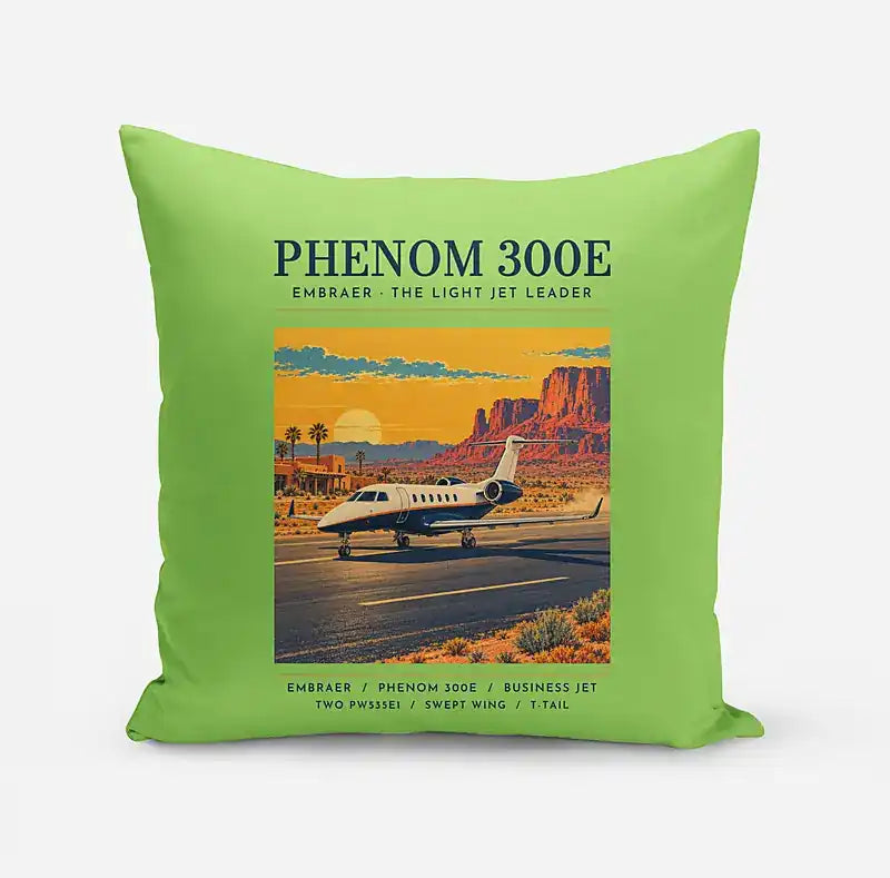 Embraer Phenom 300E - Poster - Pillow - Light Green