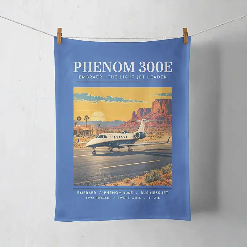 Embraer Phenom 300E - Poster - Towel - Blue