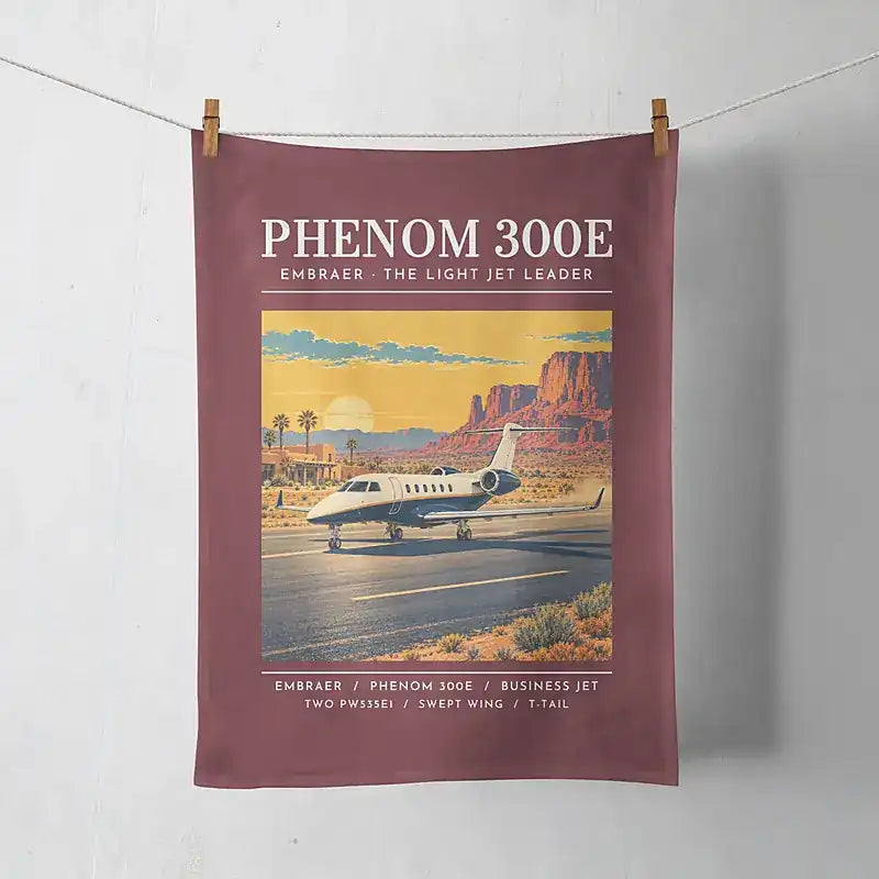 Embraer Phenom 300E - Poster - Towel - Dark Red