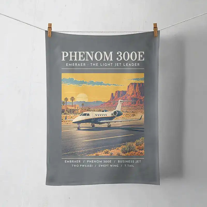 Embraer Phenom 300E - Poster - Towel - Gray