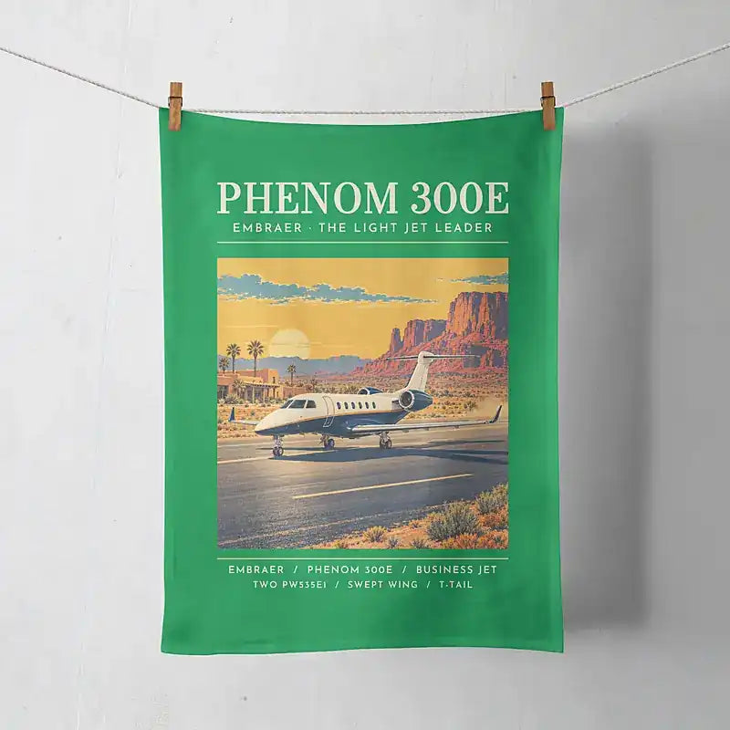 Embraer Phenom 300E - Poster - Towel - Green