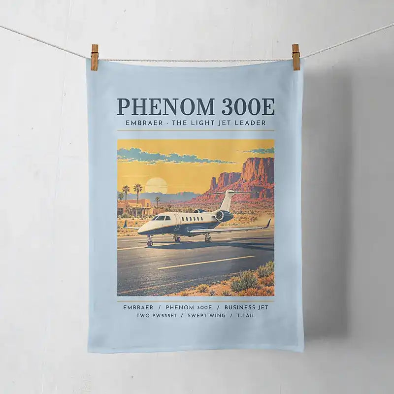Embraer Phenom 300E - Poster - Towel - Light Blue