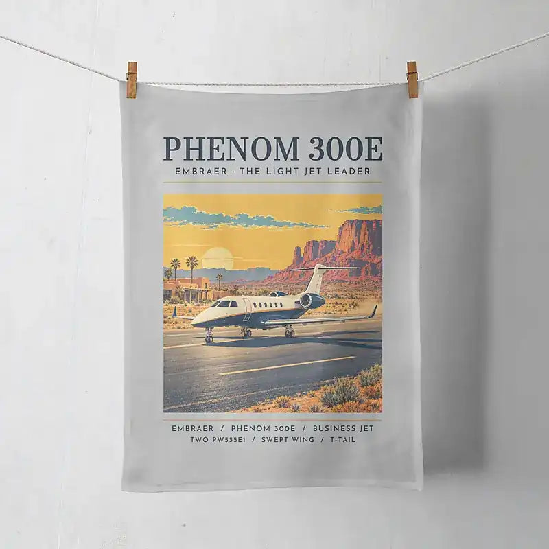 Embraer Phenom 300E - Poster - Towel - Light Gray