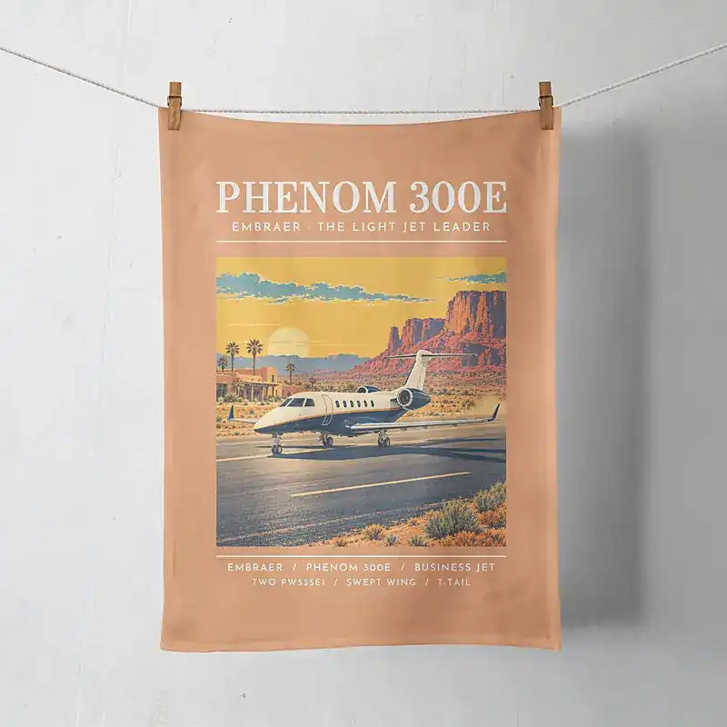 Embraer Phenom 300E - Poster - Towel - Orange