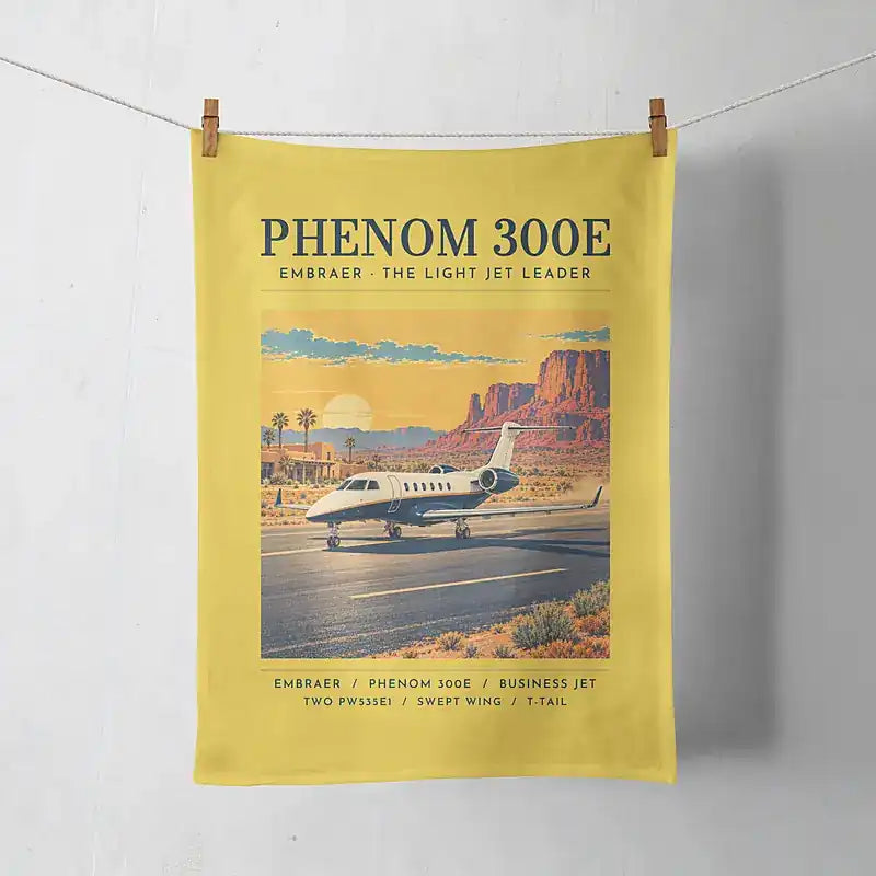 Embraer Phenom 300E - Poster - Towel - Yellow