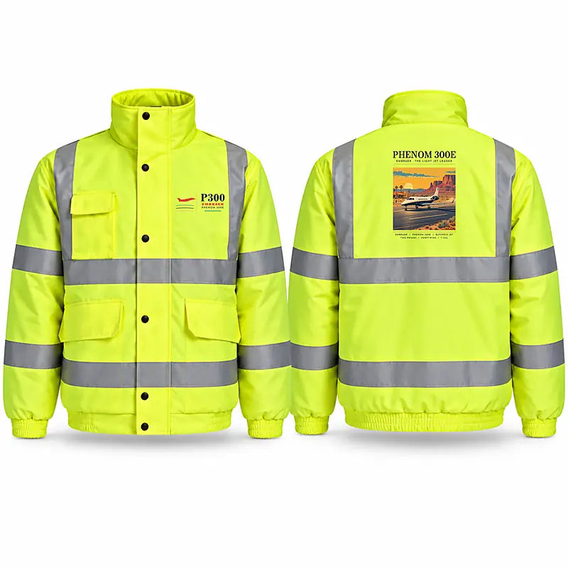 Embraer Phenom 300E Reflective Winter Jackets - Poster - Fluorescent Yellow