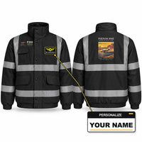 Thumbnail for Embraer Phenom 300E Reflective Winter Jackets - Poster + Name - Black