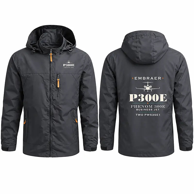 Embraer Phenom 300E Stylish Jackets - Hooded Windbreaker - Heritage - Charcoal