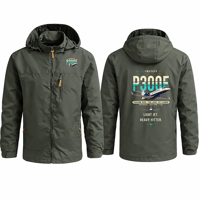 Embraer Phenom 300E Stylish Jackets - Hooded Windbreaker - Original - Olive Green