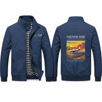 Thumbnail for Embraer Phenom 300E Stylish Jackets - Stand Collar - Poster - Navy Blue