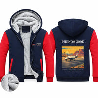 Thumbnail for Embraer Phenom 300E Zipped Sweatshirts - Poster - Navy & Red