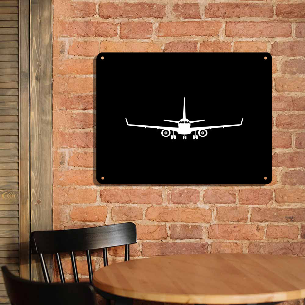 Embraer E-190 Silhouette Plane Printed Metal Sign