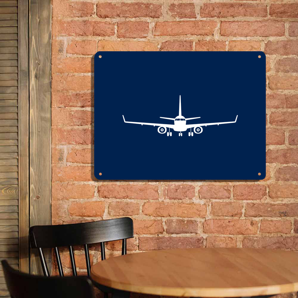 Embraer E-190 Silhouette Plane Printed Metal Sign