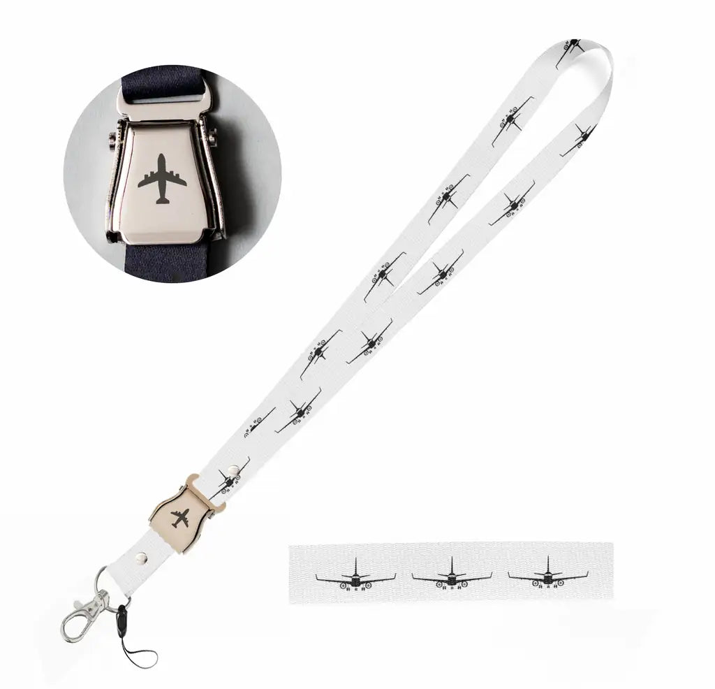 Embraer E-190 Silhouette seat belt lanyard - white