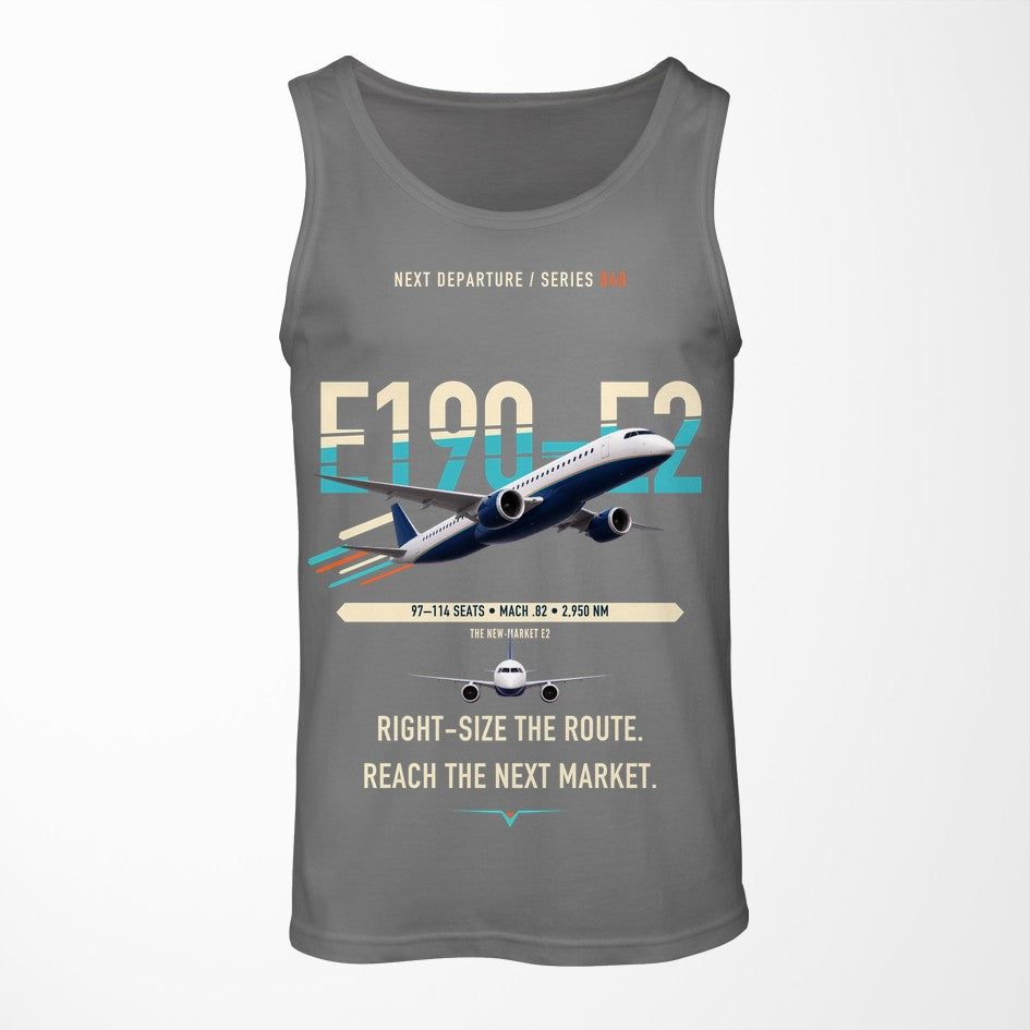 Embraer E190-E2 design on gray tank top
