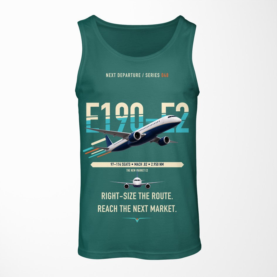Embraer E190-E2 design on green tank top