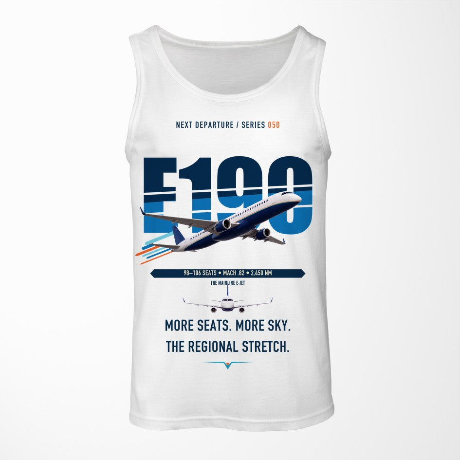 Embraer E190 design on white tank top