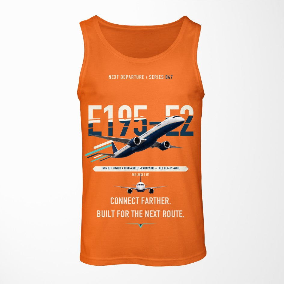Embraer E195-E2 design on orange tank top