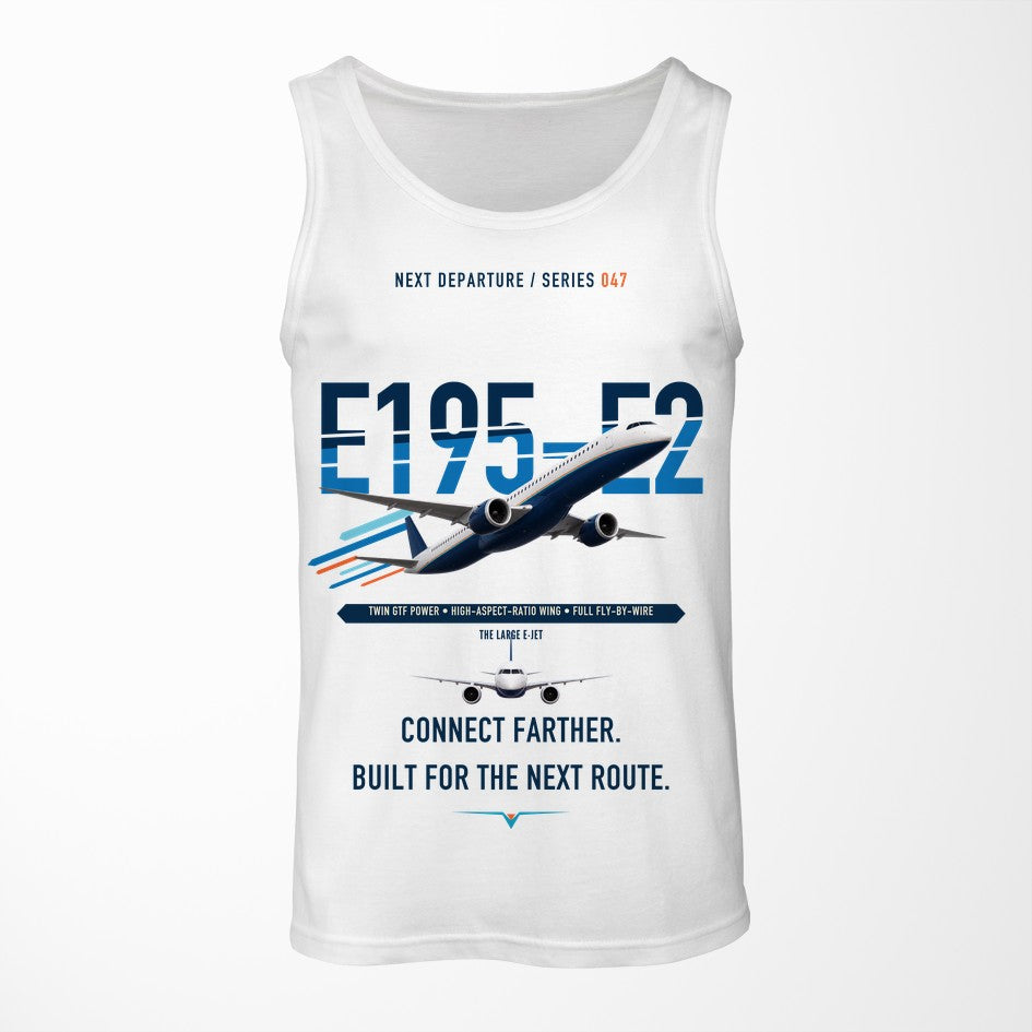 Embraer E195-E2 design on white tank top