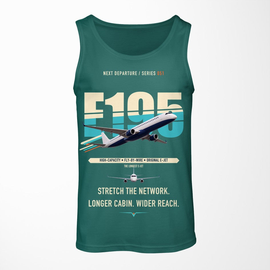 Embraer E195 design on green tank top