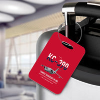 Thumbnail for Embraer KC-390 Millennium design on red acrylic luggage tags, double-side print