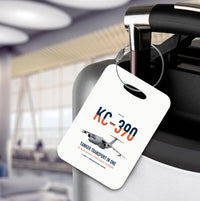 Thumbnail for Embraer KC-390 Millennium design on white acrylic luggage tags, double-side print