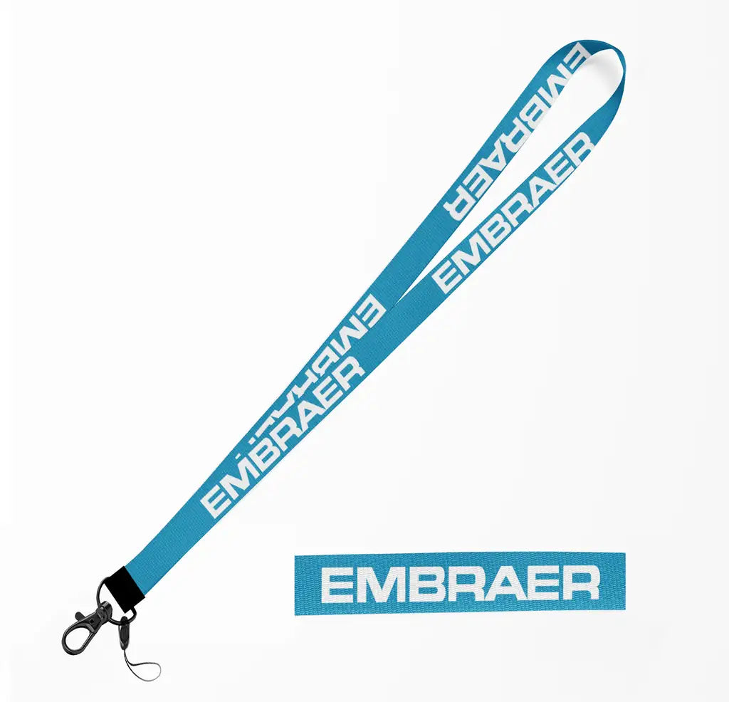Embraer & Text lanyard - light blue