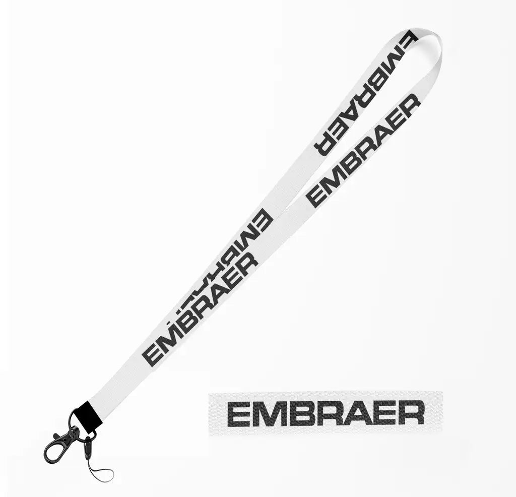 Embraer & Text lanyard - white