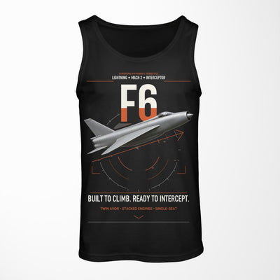 English Electric Lightning F6 design on black tank top