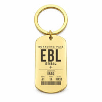 Thumbnail for Erbil International Airport EBL - Key Chain - Boarding Pass Style - Gold