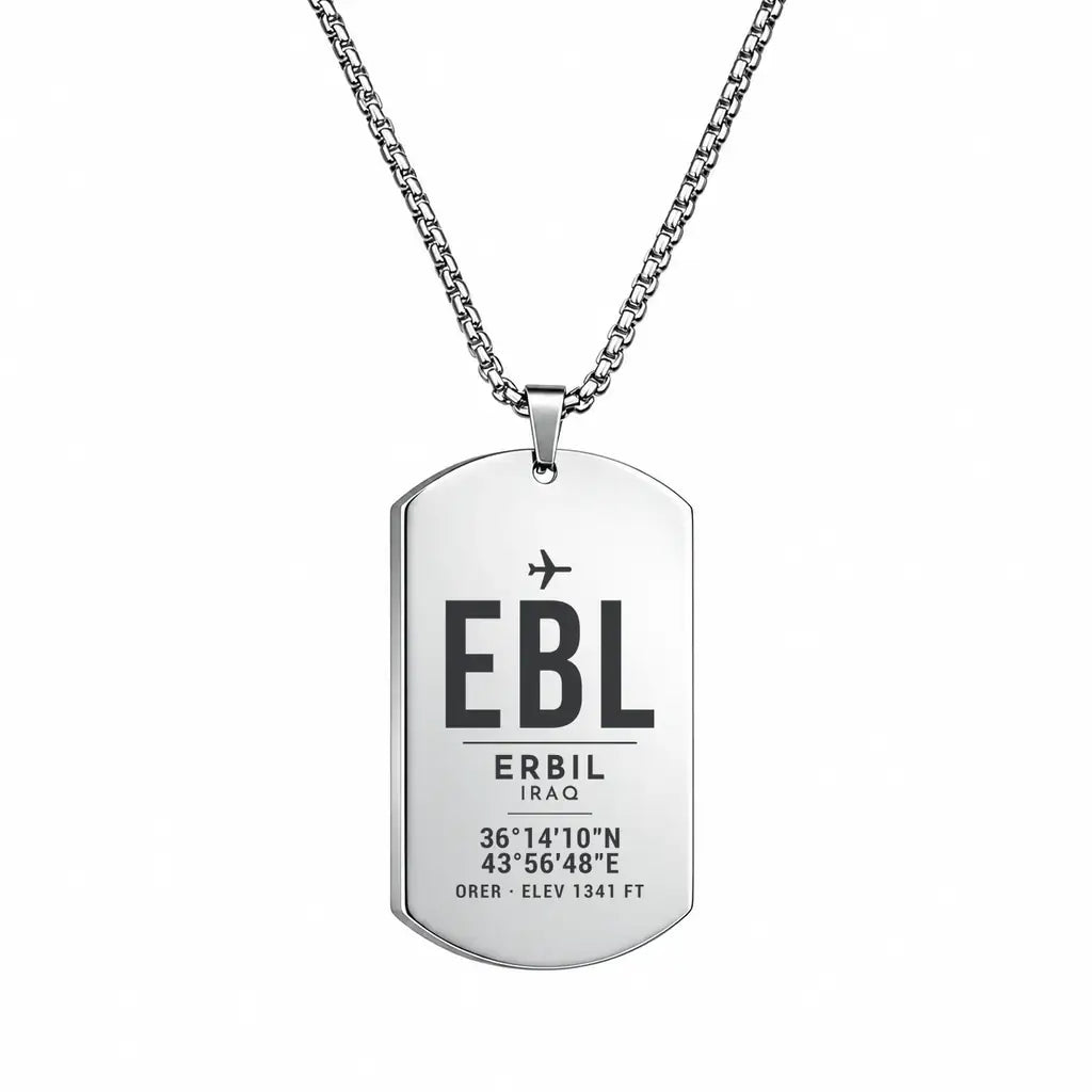 Erbil International Airport EBL - Necklace - Original Design - Silver