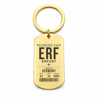 Thumbnail for Erfurt-Weimar Airport ERF - Key Chain - Boarding Pass Style - Gold