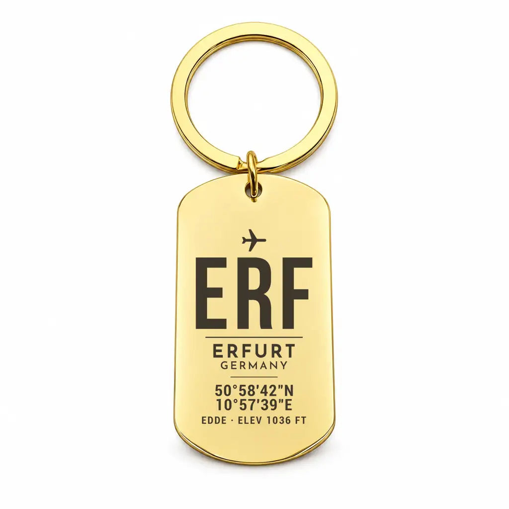 Erfurt-Weimar Airport ERF - Key Chain - Original Design - Gold