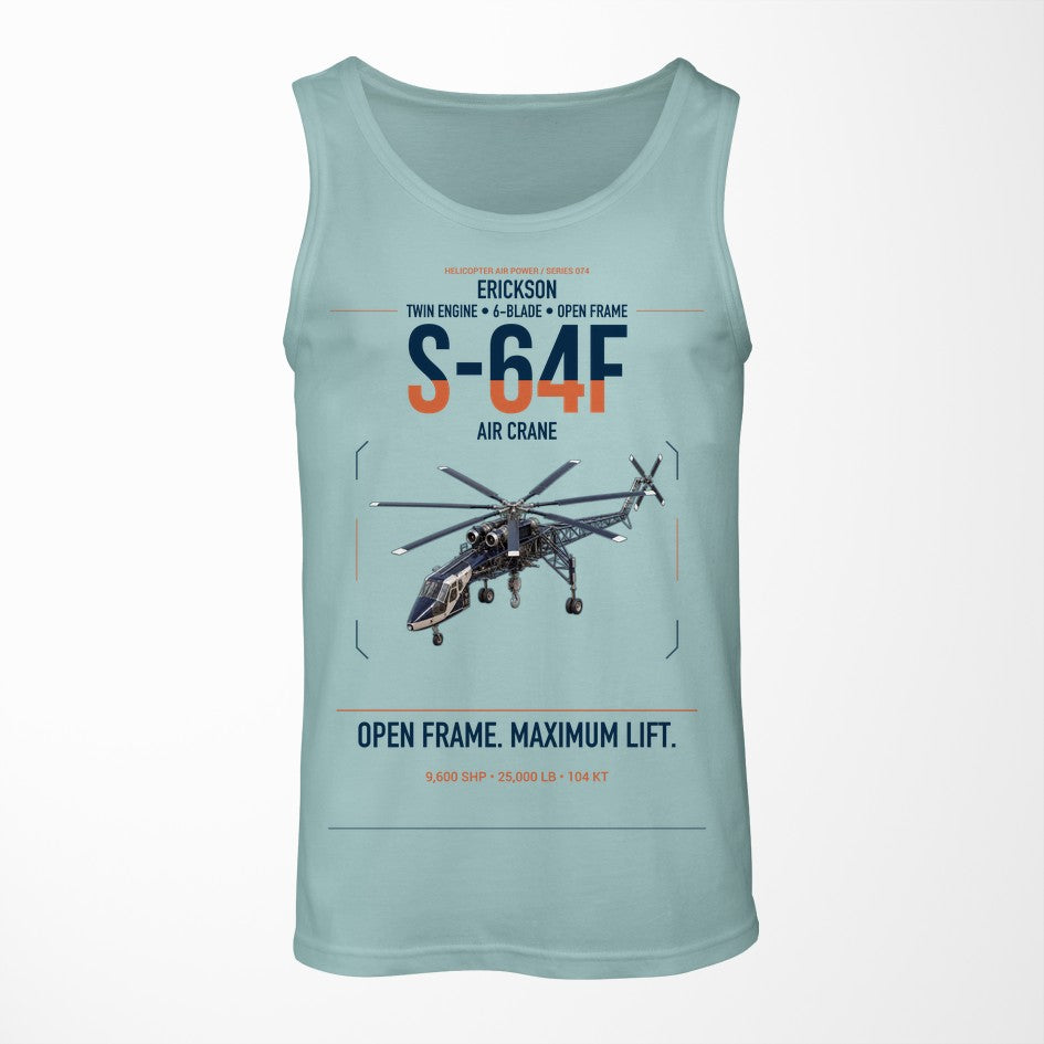 Erickson S-64F Air Crane design on light green tank top