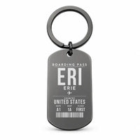 Thumbnail for Erie International Airport (Tom Ridge Field) ERI - Key Chain - Boarding Pass Style - Black