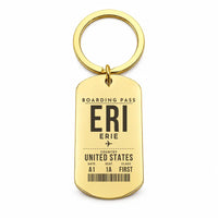 Thumbnail for Erie International Airport (Tom Ridge Field) ERI - Key Chain - Boarding Pass Style - Gold