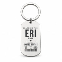 Thumbnail for Erie International Airport (Tom Ridge Field) ERI - Key Chain - Boarding Pass Style - Silver