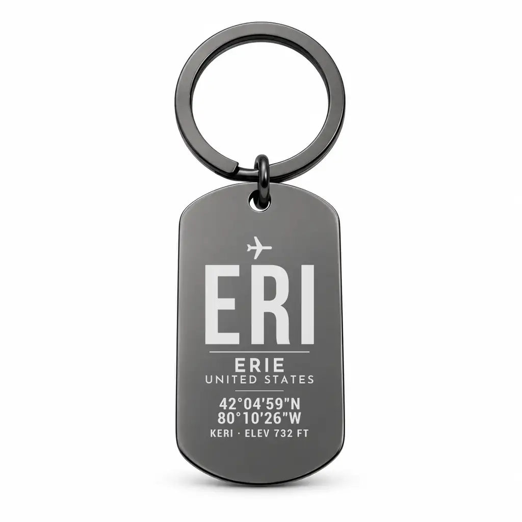 Erie International Airport (Tom Ridge Field) ERI - Key Chain - Original Design - Black