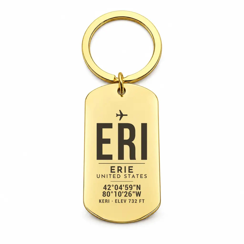 Erie International Airport (Tom Ridge Field) ERI - Key Chain - Original Design - Gold