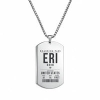 Thumbnail for Erie International Airport (Tom Ridge Field) ERI - Necklace - Boarding Pass Style - Silver