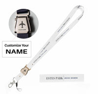 Thumbnail for Estes Park City Series seat belt lanyard - white with name
