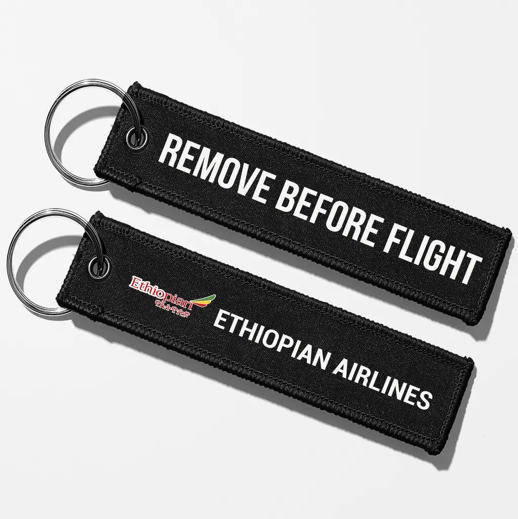 Ethiopian Airlines Crew & Staff Tag Key Chains - Black - Remove Before Flight
