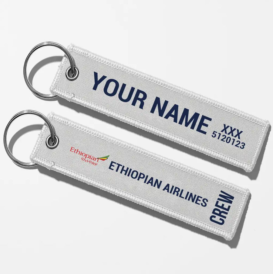 Ethiopian Airlines Crew & Staff Tag Key Chains - White - Crew + Name