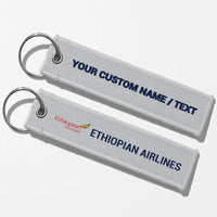 Thumbnail for Ethiopian Airlines Crew & Staff Tag Key Chains - Light Gray - Personalized